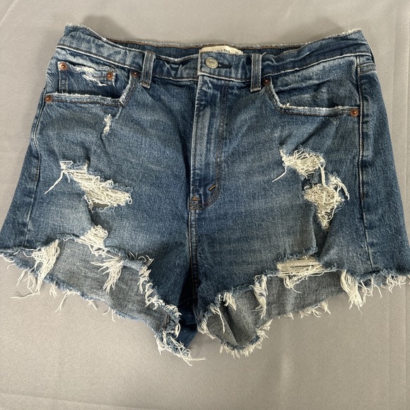 Abercrombie & Fitch Shorts Women's 30/10 The Mom Short High Rise Distressed - Picture 1 of 13